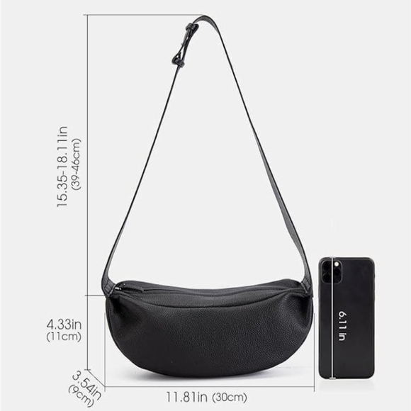 Elegant Leather Black Sling Bag - Picture 5 of 9